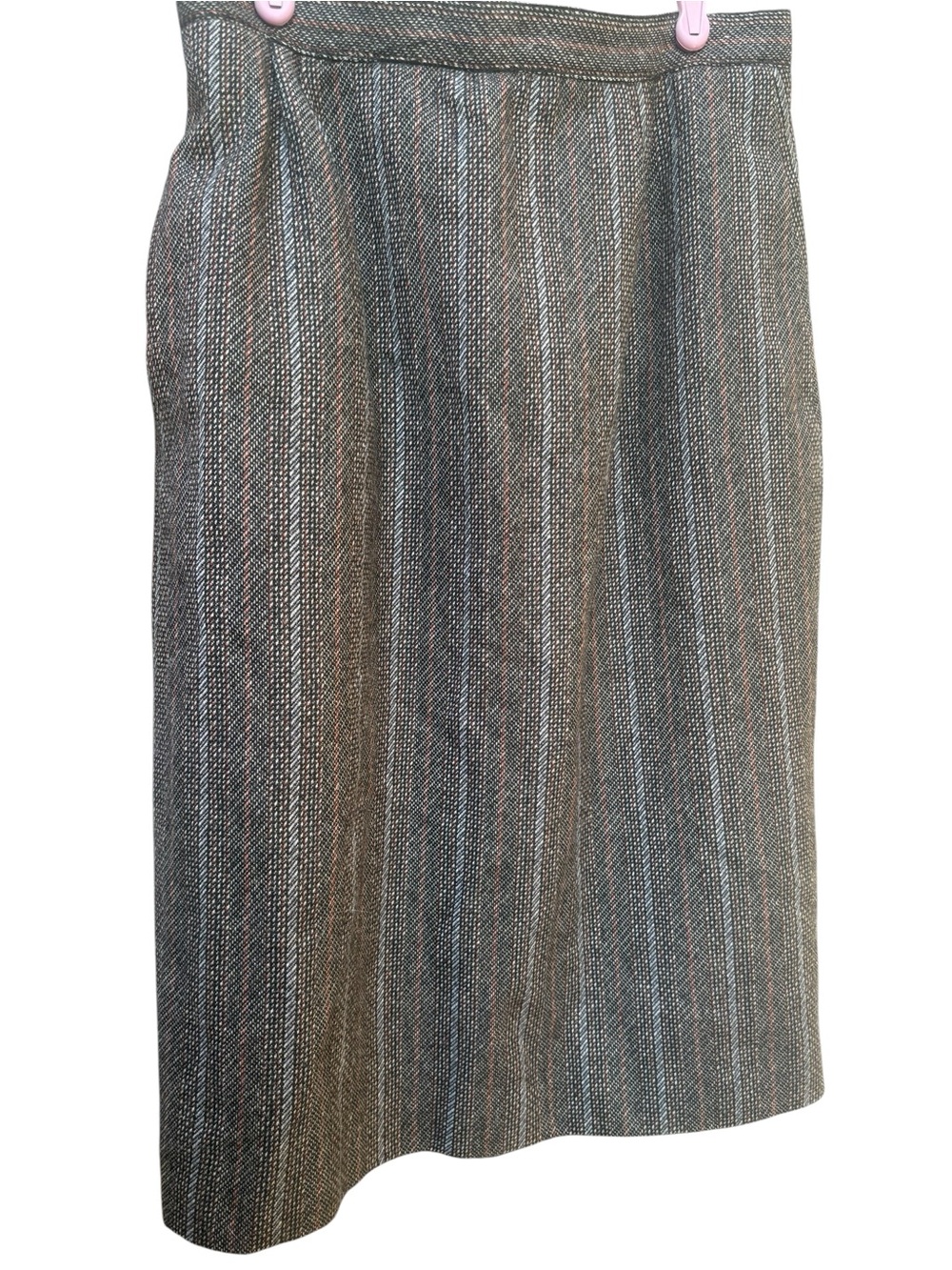 wool blend Australian Gray Multi-Stripe Pencil Skirt